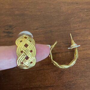 Bundle 3 for $12. Gold Tone Braided Hoop Earrings